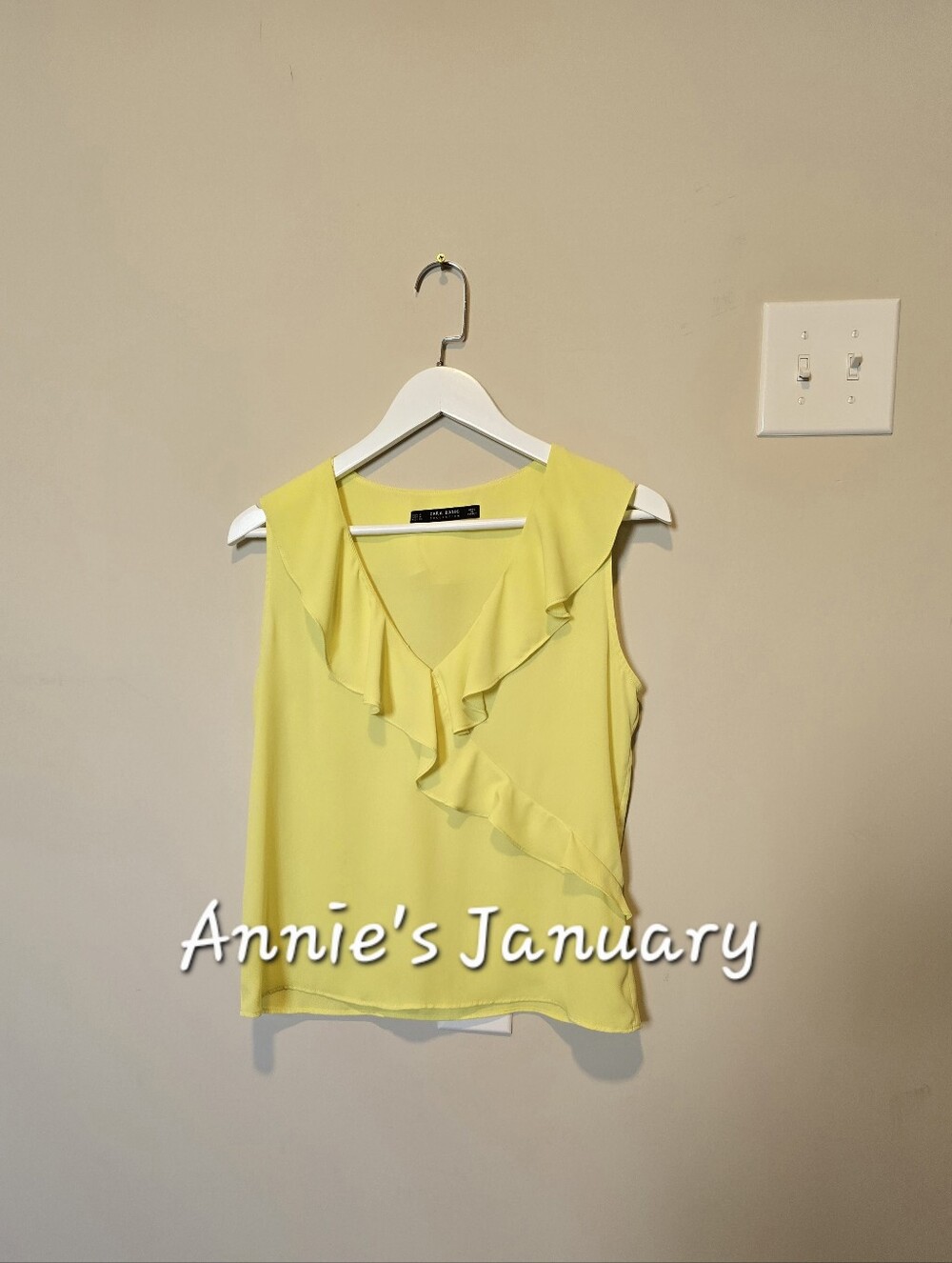 ZARA Women's Ruffled Blouse(Yellow, US M / EUR M)